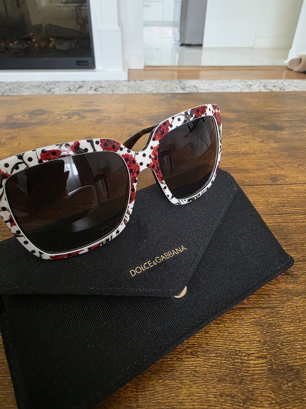 Dolce & Gabbana Women’s Floral Square Sunglasses - White/Red